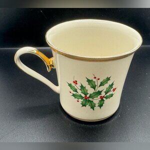 Lenox holiday dimension collection Festive Holly Mug with Gold Trim listing #2